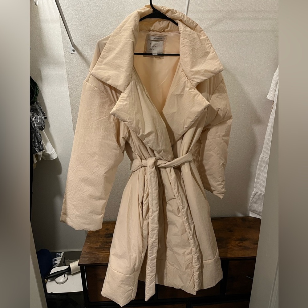 Light Cream/Peach Wrap Coat - A New Day - Size L
